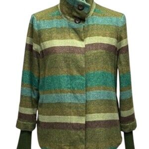 Prana LILY CARGO GREEN stripe winter jacket size M EUC